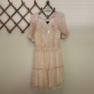 Beige and Pink Polka Dot Dress